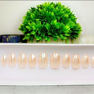 20PCS Handmade Pink Chrome Glaze Press On Glue On Nails & FREE MYSTERY GIFT